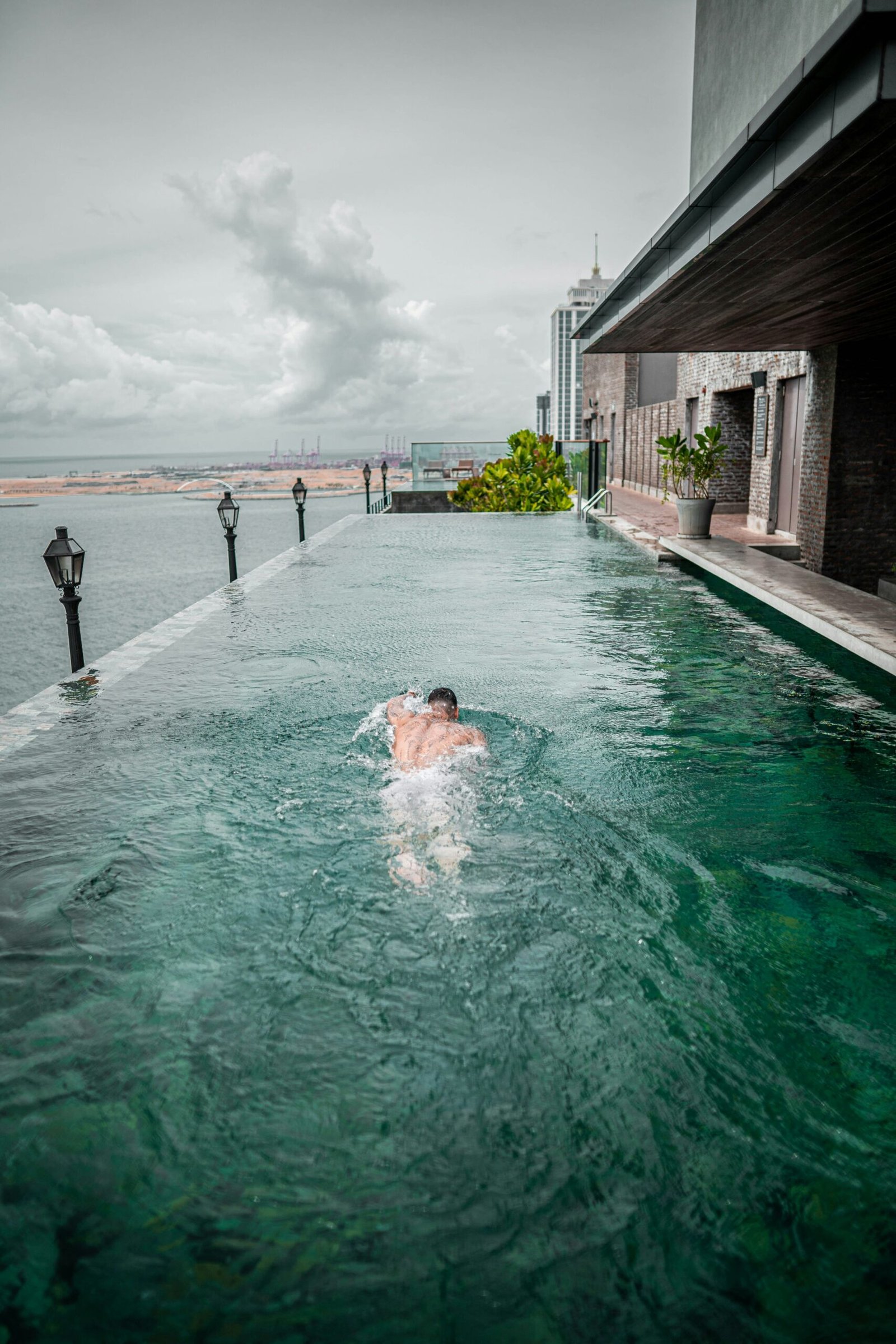 a person in a pool